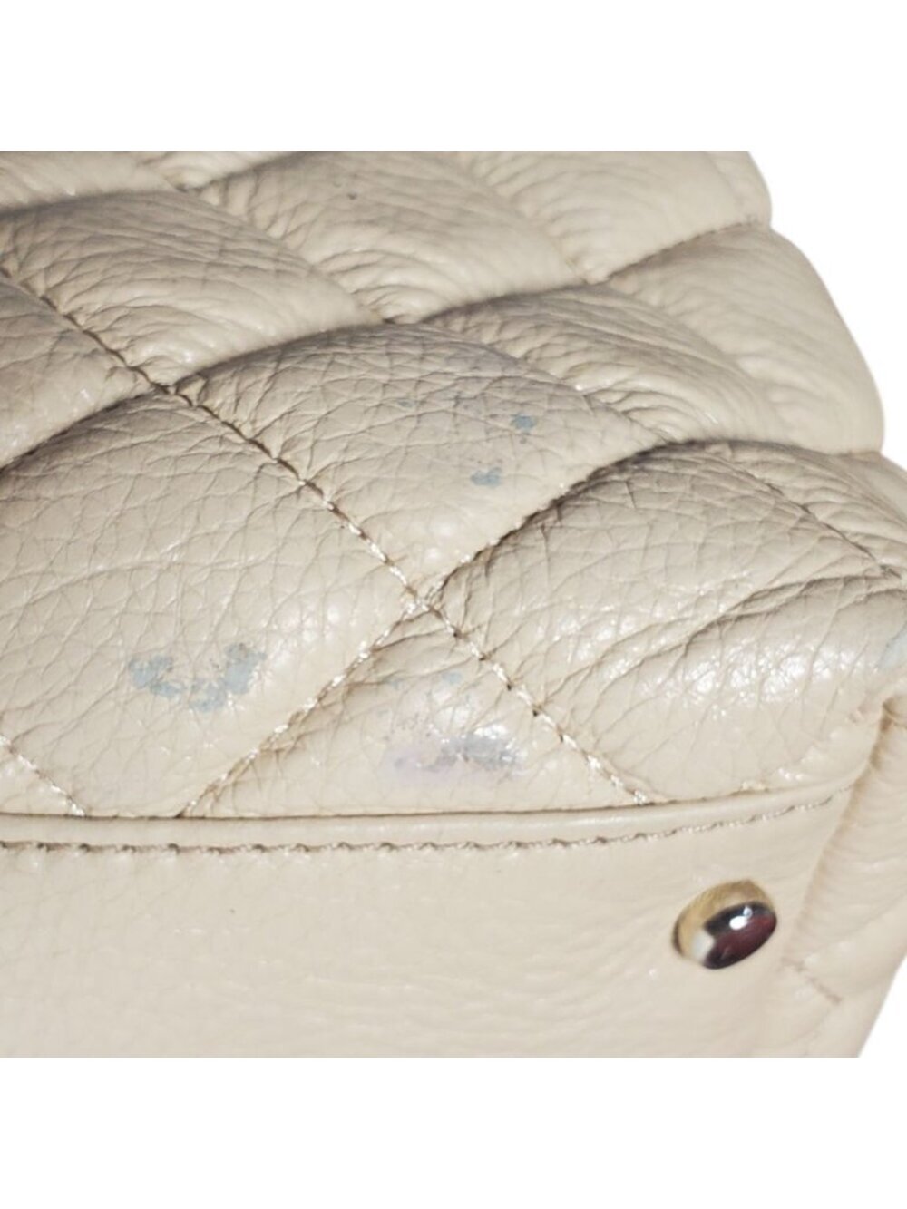 Kate Spade Georgina Quilted Leather W/Chain Link Strap Tote Bag W/Multiple Cream - Picture 2 of 16